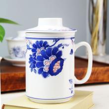 手工绘画直口漏斗茶杯