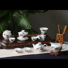 12头釉中彩茶具--红梅