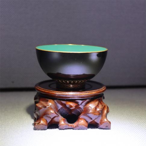 1头手绘工笔珐琅彩黑地错金银主人杯