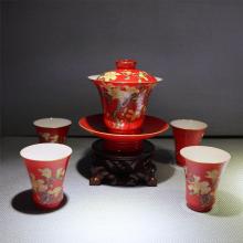 5头手绘珐琅彩满堂富贵...