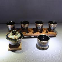 6头手绘釉上描金敦煌图...