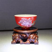 1头手绘珐琅彩中国红玫瑰主人杯