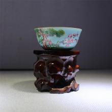 1头手绘珐琅彩岁寒三友蒂芙尼蓝主人杯