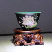 1头手绘工笔珐琅彩黑釉...