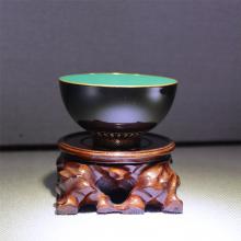 1头手绘工笔珐琅彩黑地...