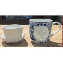 1头手绘青花万花玲珑单杯