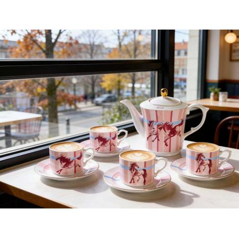 9头釉上好事发生(粉)咖啡具