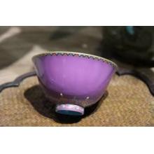 手绘珐琅彩描金图案紫色...