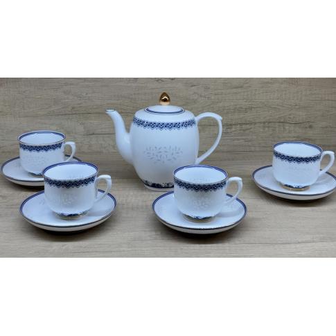 9头青花玲珑宝相万千茶具套组