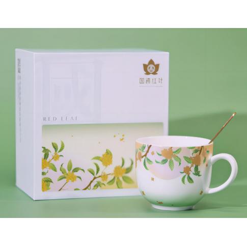 2头釉上金桂浮月苹果杯