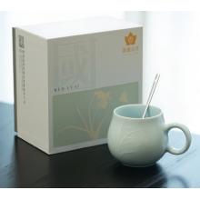 2头青釉萱草花马克杯