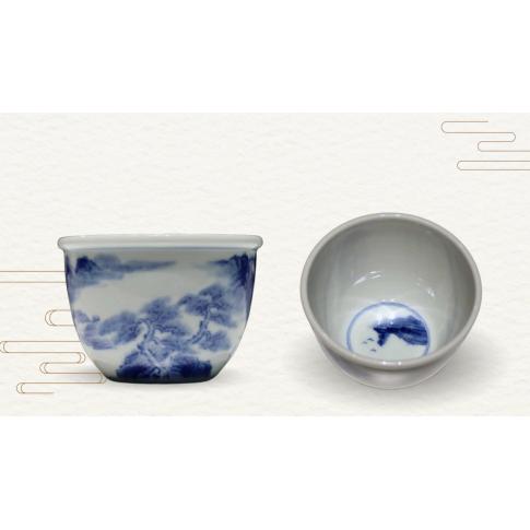 1头手绘青花柴窑金品陶缸杯