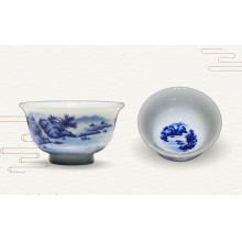 1头手绘青花柴窑山水压...