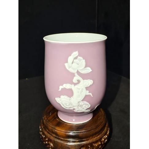 烟霞紫堆白佛莲闻香杯