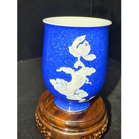 洒蓝堆白佛莲闻香杯