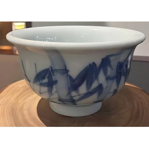 1头手绘青花柴窑金品陶压手杯