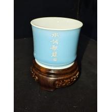 天青纯银书法杯