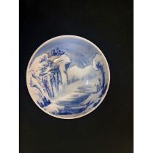 洒蓝内画青花山水雪景普...