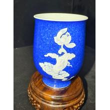 洒蓝堆白佛莲闻香杯
