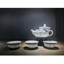 五头玲珑茶具 缠枝大壶